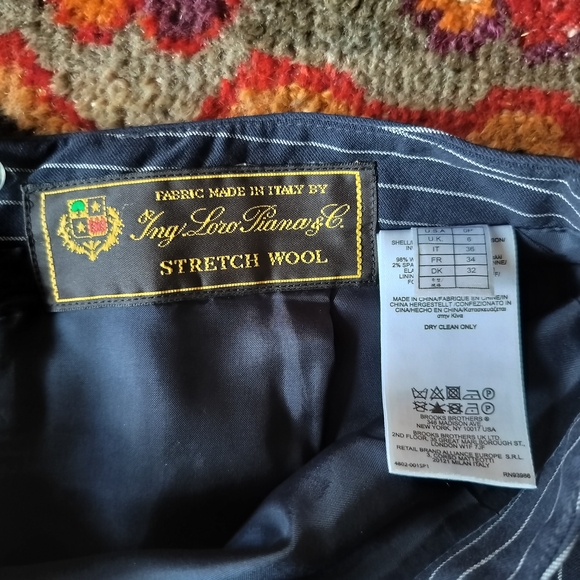 Brooks Brothers Navy Pinstripe Wool Pencil Skirt Size 0 - Picture 5 of 8